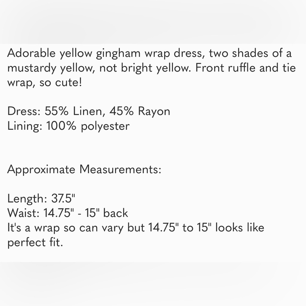 Old Navy Yellow Plaid Wrap Dress linen rayon mix size 8 - Picture 8 of 8